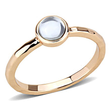 Load image into Gallery viewer, 3W1493 - Rose Gold Brass Ring with Synthetic Synthetic Glass in Aquamarine