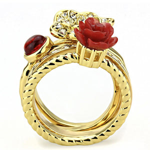 3W1495 - Gold Brass Ring with Synthetic Synthetic Stone in Siam