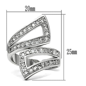 3W150 - Rhodium Brass Ring with AAA Grade CZ  in Clear