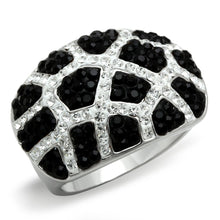 Load image into Gallery viewer, 3W151 - Rhodium + Ruthenium Brass Ring with Top Grade Crystal  in Multi Color