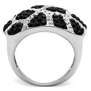 3W151 - Rhodium + Ruthenium Brass Ring with Top Grade Crystal  in Multi Color