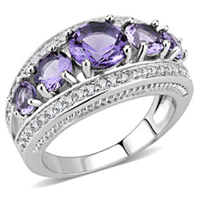 Load image into Gallery viewer, 3W1530 - Rhodium Brass Ring with Synthetic  in Amethyst