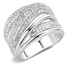 Load image into Gallery viewer, 3W1544 - Rhodium Brass Ring with AAA Grade CZ  in Clear