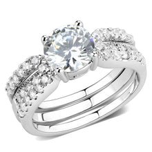 Load image into Gallery viewer, 3W1554 - Rhodium Brass Ring with AAA Grade CZ  in Clear