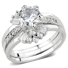Load image into Gallery viewer, 3W1558 - Rhodium Brass Ring with AAA Grade CZ  in Clear