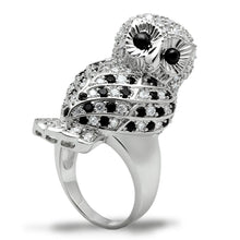 Load image into Gallery viewer, 3W155 - Rhodium Brass Ring with AAA Grade CZ  in Jet