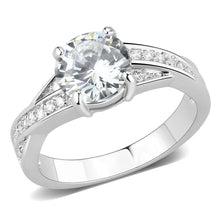 Load image into Gallery viewer, 3W1560 - Rhodium Brass Ring with AAA Grade CZ  in Clear