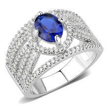 Load image into Gallery viewer, 3W1567 - Rhodium Brass Ring with Synthetic Spinel in London Blue