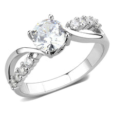 Load image into Gallery viewer, 3W1574 - Rhodium Brass Ring with AAA Grade CZ  in Clear