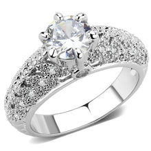 Load image into Gallery viewer, 3W1576 - Rhodium Brass Ring with AAA Grade CZ  in Clear