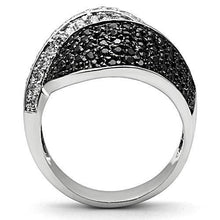 Load image into Gallery viewer, 3W157 - Rhodium + Ruthenium Brass Ring with AAA Grade CZ  in Jet