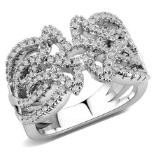 Load image into Gallery viewer, 3W1581 - Rhodium Brass Ring with AAA Grade CZ  in Clear