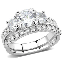 Load image into Gallery viewer, 3W1588 - Rhodium Brass Ring with AAA Grade CZ  in Clear