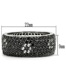 Load image into Gallery viewer, 3W158 - Rhodium + Ruthenium Brass Ring with AAA Grade CZ  in Jet