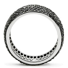 Load image into Gallery viewer, 3W158 - Rhodium + Ruthenium Brass Ring with AAA Grade CZ  in Jet