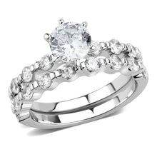 Load image into Gallery viewer, 3W1593 - Rhodium Brass Ring with AAA Grade CZ  in Clear