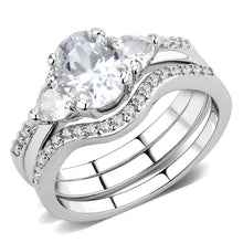 Load image into Gallery viewer, 3W1594 - Rhodium Brass Ring with AAA Grade CZ  in Clear