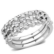 Load image into Gallery viewer, 3W1595 - Rhodium Brass Ring with AAA Grade CZ  in Clear