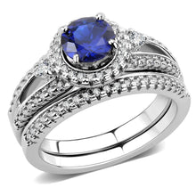 Load image into Gallery viewer, 3W1598 - Rhodium Brass Ring with AAA Grade CZ  in London Blue