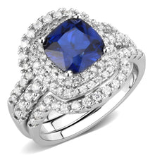 Load image into Gallery viewer, 3W1599 - Rhodium Brass Ring with Synthetic Spinel in London Blue