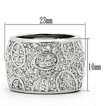 Load image into Gallery viewer, 3W159 - Rhodium Brass Ring with AAA Grade CZ  in Clear