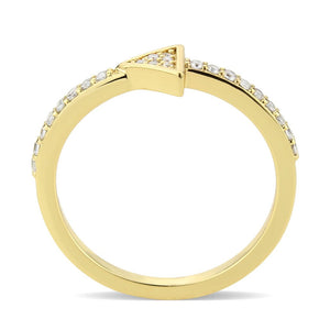 3W1615 - Flash Gold Brass Ring with AAA Grade CZ in Clear