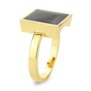 3W1619 - Flash Gold Brass Ring with Epoxy in Jet