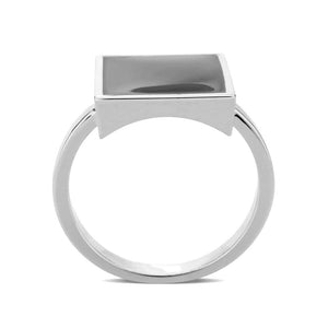 3W1620 - Rhodium Brass Ring with Epoxy in Jet