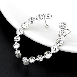 3W1635 - High polished (no plating) Stainless Steel Earring with Top Grade Crystal in Clear