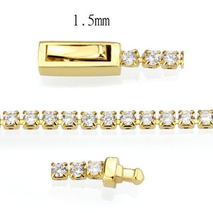 3W1680 - Gold Brass Bracelet with AAA Grade CZ in Clear