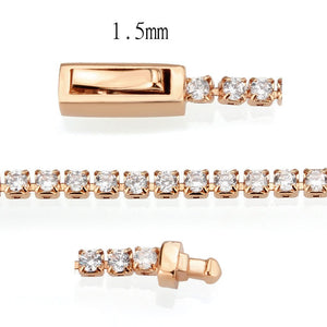 3W1681 - Rose Gold Brass Bracelet with AAA Grade CZ in Clear