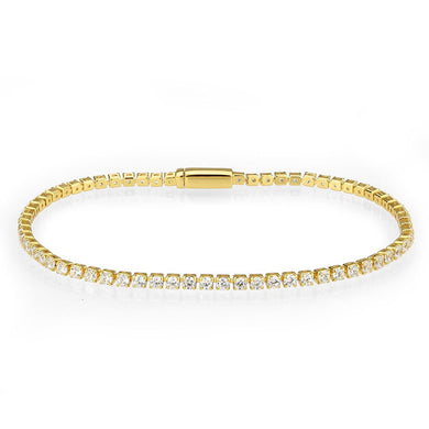 3W1686 - Gold Brass Bracelet with AAA Grade CZ in Clear
