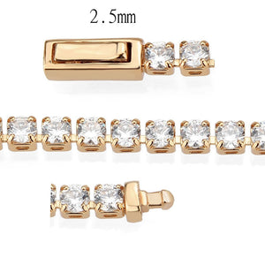3W1690 - Rose Gold Brass Bracelet with AAA Grade CZ in Clear
