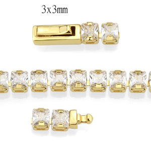 3W1695 - Gold Brass Bracelet with AAA Grade CZ in Clear