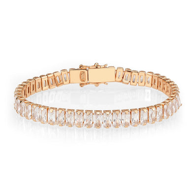 3W1705 - Rose Gold Brass Bracelet with AAA Grade CZ in Clear