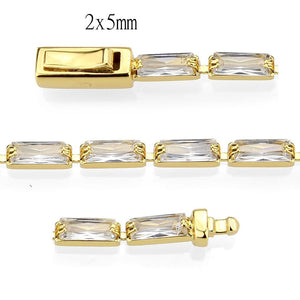 3W1707 - Gold Brass Bracelet with AAA Grade CZ in Clear