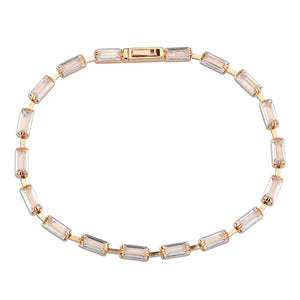 3W1714 - Rose Gold Brass Bracelet with AAA Grade CZ in Clear