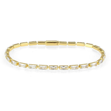 3W1716 - Gold Brass Bracelet with AAA Grade CZ in Clear