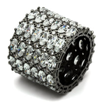 Load image into Gallery viewer, 3W171 - Ruthenium Brass Ring with AAA Grade CZ  in Clear