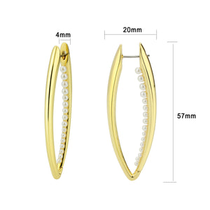 3W1734G - Flash Gold Brass Earring with Synthetic in White