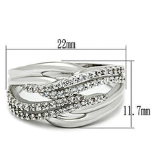 Load image into Gallery viewer, 3W174 - Rhodium Brass Ring with AAA Grade CZ  in Clear