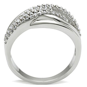 3W174 - Rhodium Brass Ring with AAA Grade CZ  in Clear