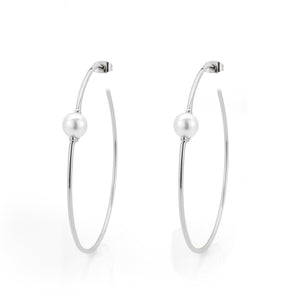 3W1769 - Imitation Rhodium Brass Earring with Synthetic in White