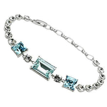 Load image into Gallery viewer, 3W176 - Rhodium Brass Bracelet with Top Grade Crystal  in Sea Blue