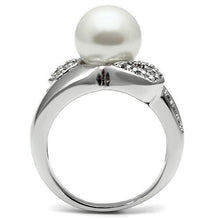 Load image into Gallery viewer, 3W182 - Rhodium Brass Ring with Synthetic Pearl in White