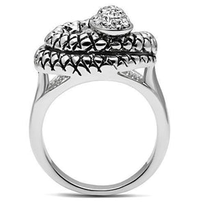3W183 - Rhodium Brass Ring with Top Grade Crystal  in Clear
