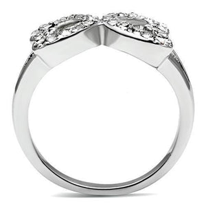 3W189 - Rhodium Brass Ring with Top Grade Crystal  in Clear