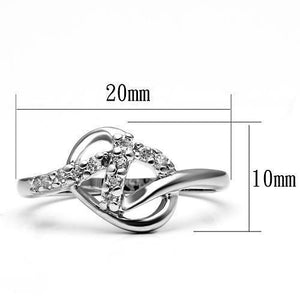3W190 - Rhodium Brass Ring with AAA Grade CZ  in Clear