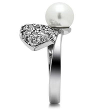 Load image into Gallery viewer, 3W192 - Rhodium Brass Ring with Synthetic Pearl in White