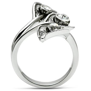 3W193 - Rhodium Brass Ring with Top Grade Crystal  in Clear